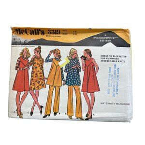 70s McCalls 3319 Maternity Wardrobe Sewing Pattern Size 16 Stretch Knits UNCUT